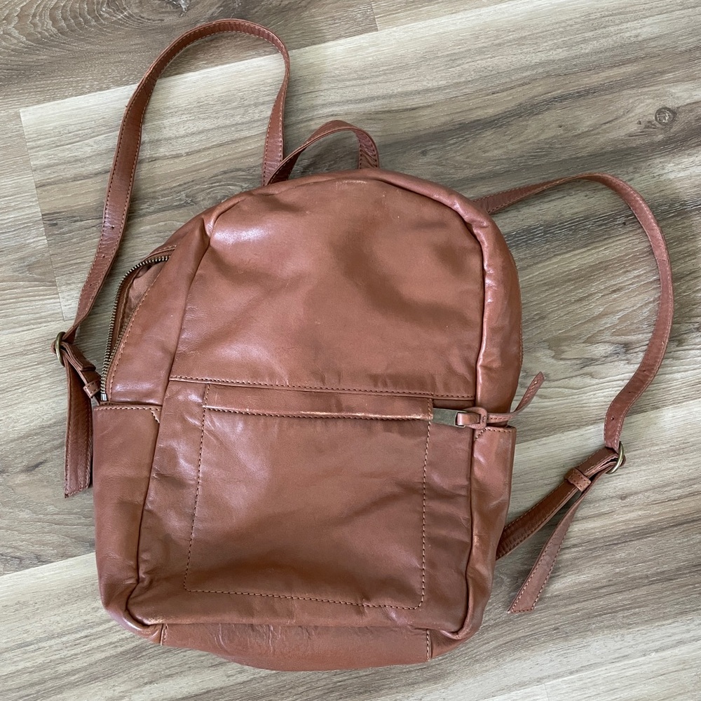 Lucky Brand Tan Leather Backpack Versatile Design